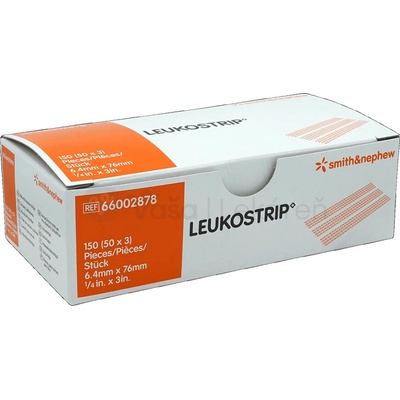 Leukostrip Náplasťové stehy (6,4 mm x 76 mm) 50 x 3 prúžky na uzatvorenie rán
