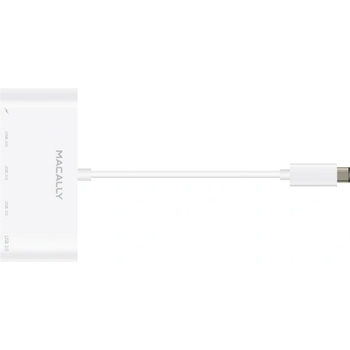 Macally USB-C хъб с 4xUSB-A изхода и USB-C порт за устройства с USB-C порт - Macally 3.1 USB-C to 4 port USB-A and 1xUSB-C Hub (бял) (UC3HUB4C)