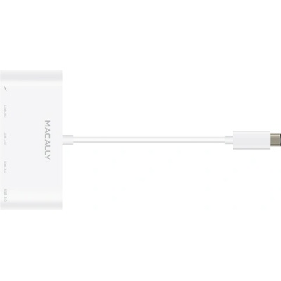 USB-C хъб с 4xUSB-A изхода и USB-C порт за устройства с USB-C порт - Macally 3.1 USB-C to 4 port USB-A and 1xUSB-C Hub (бял) (UC3HUB4C)