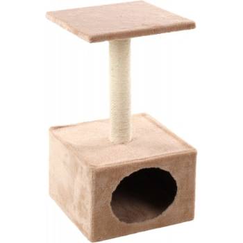 FLAMINGO Sassière Beige Ecru, катерушка и драскалка за коте, с къщичка, бежова, 30х30х55 см, Белгия - 1031262