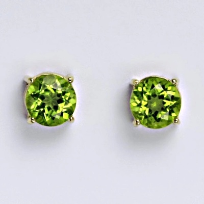 Čištín Zlaté náušnice,přírodní olivín, žluté i bílé zlato - NŠ 1252