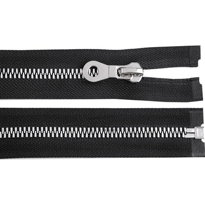 Kostěný zip, imitace kovu No 8 délka 60 cm bundový, malé, 322 černá