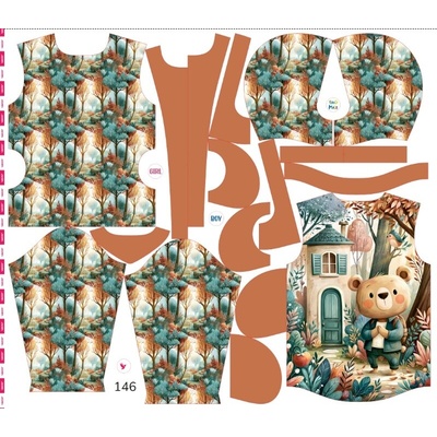 Takoy Panel se střihem 146 dětská softshellová bunda medvídek Félix-NS-29329