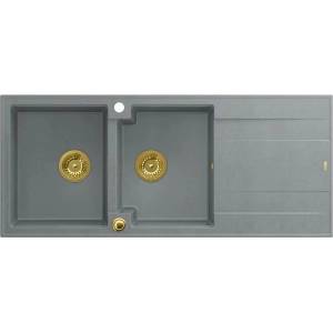 Quadron Вградена композитна мивка Quadron Evan 121 сиво-златна 116x50 см (HQE11650U5_PVDG1_P2O) Мивка за вграждане