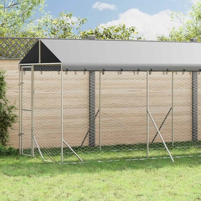 vidaXL Venkovní psí kotec se střechou stříbrný 200 x 1400 x 250 cm – Zbozi.Blesk.cz