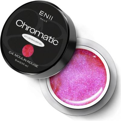 Enii Nails Chromatic Builder Uv Led gel 04 Moulin Rouge Glittrový stavební gel 15ml