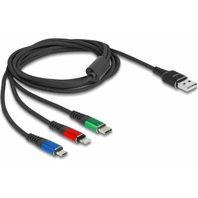 Delock 90156 USB 2.0 USB-A zástrčka USB Micro-B zástrčka Apple Lightning konektor USB-C® 2m černý