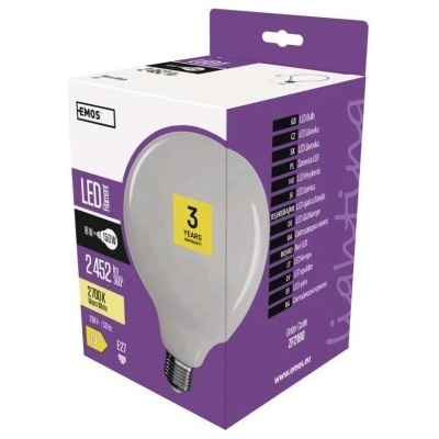 Emos LED žiarovka Filament G125 18W E27 teplá biela