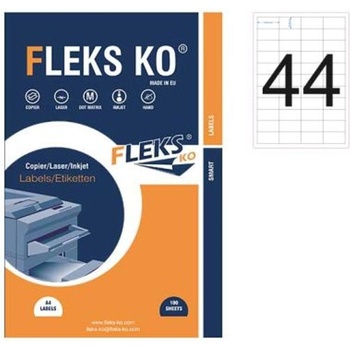 Fleks Ko Етикети Fleks Ko Бели, прави ъгли, 48.5x25.4 mm A4, 100 л. 4 (520159-11-22004)