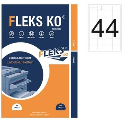 Fleks-Ko Етикети Fleks Ko Бели, прави ъгли, 48.5x25.4 mm A4, 100 л. 4 (520159-11-22004)