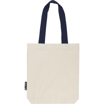Neutral Nákupná taška s farebnými uškami z organickej Fairtrade bavlny - Prírodná / tmavomodrá
