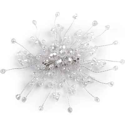 Prima-obchod brož se skleněnými broušenými korálky Hand made 1 crystal stříbrná 104996