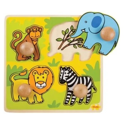 Bigjigs Toys Пъзел от дърво My First Peg Puzzle - Safar (BJ521)