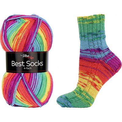 Pletací / háčkovací příze Vlna-Hep BEST SOCKS 4-fach 7074 multicolor, vícebarevná vzorovaná, ponožková, 100g/420m