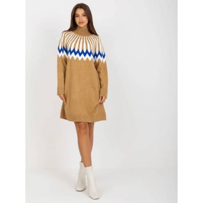 Svetrové šaty so vzorom LC-SK-0098.37X camel