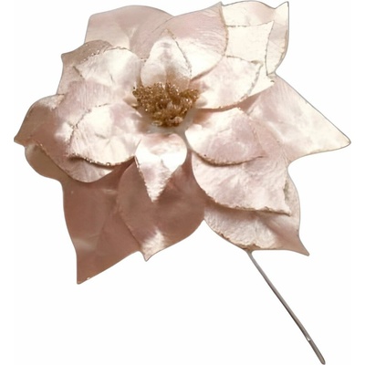 DOMMIO Poinsetie květ - zápich textilní, průměr 25 cm, 6 ks, třpytivá stříbrná