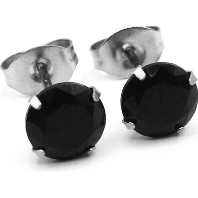 RajSperku Náušnice z Chirurgické oceli s kamínkem 0,6 cm černé NS260120