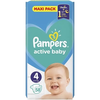 Бебешки пелени Pampers Activе Baby №4 9-14кг 58бр (р-941010)