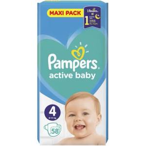 Pampers Бебешки пелени Pampers Activе Baby №4 9-14кг 58бр (р-941010)