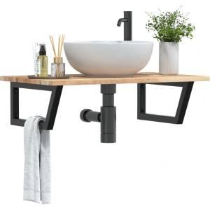 vidaXL Стенен рафт за мивка, стомана и масивно дърво акация (3302787)