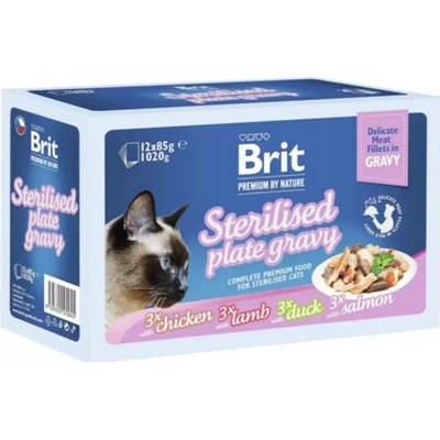 BritPremium Cat Delicate Fillets in Gravy Family Plate Sterilised 12 x 85 g