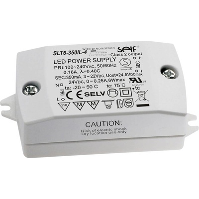 Self Electronics SLT6-350IL-4 LED driver konstantní proud 7.7 W 350 mA 3 - 22 V/DC montáž na nehořlavém povrchu , PFC sp