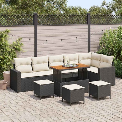 vidaXL Градински Софа Комплект 10 pcs Черно полиратан (3361640)