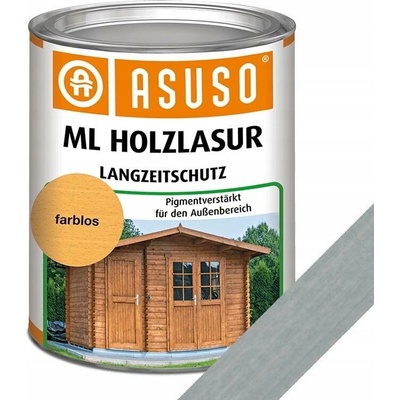 Olejová lazura na dřevo Clou Asuso ML Holzlasur rozpouštědlová pigment stříbrošedá 750 ml