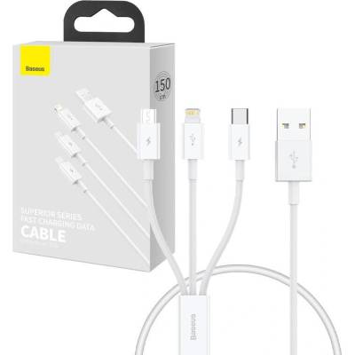 Baseus 051874 Superior Data USB na M+L+C 3,5A rychlonabíjecí 0,5m bílý