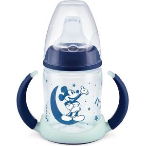 Nuk Чаша за сок със силиконов накрайник NUK - First Choice, Mickey Glow in the Dark, 6-18 месеца, Синя, 150 ml (10215027-Син)
