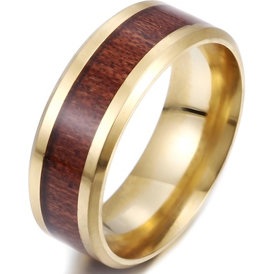 HARAHU Пръстен WO-17192 - Златен / Тъмен кафяв / 59mm KP17192 (WO-17192)