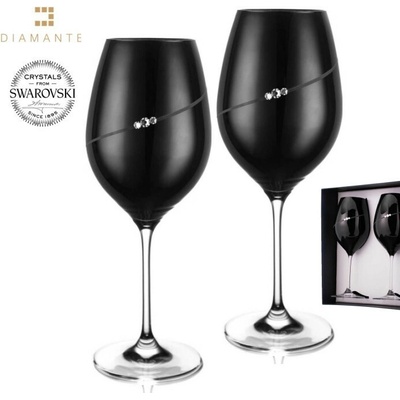 Bohemia Crystal Sklenice na červené víno přátelská souprava Silhouette black 2 ks 470 ml