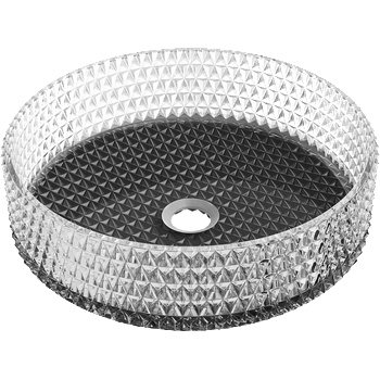 Mexen Aura стъклена мивка за плот 39 x 39 см, прозрачна/черна - 24013971 (24013971)