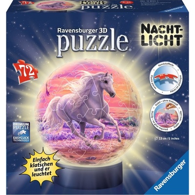 Ravensburger 3D Puzzleball Svítící Kůň na pláži 72 ks