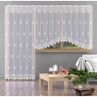 Hotová záclona alebo balkónový komplet, Elisa, biela 350 x 170 cm