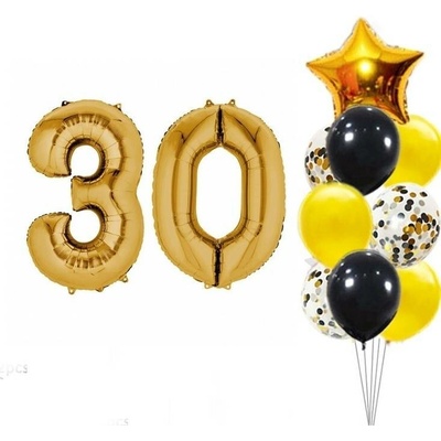 Balónkový set zlatočerný číslo 30