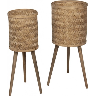 Clayre & Eef Set 2ks dřevěno bambusových květináčů na nožkách Ammy 38x71 / 32x67 cm