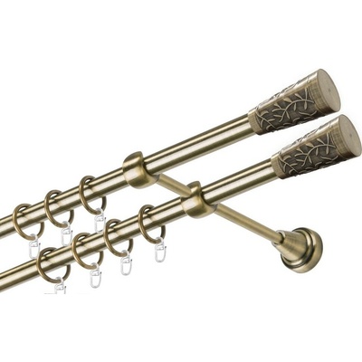 OK-GarnýžeCZ Garnýž kovová dvouřadá 19mm Sevilla double mosaz 350 cm do stěny / kroužky s háčkem – Zbozi.Blesk.cz