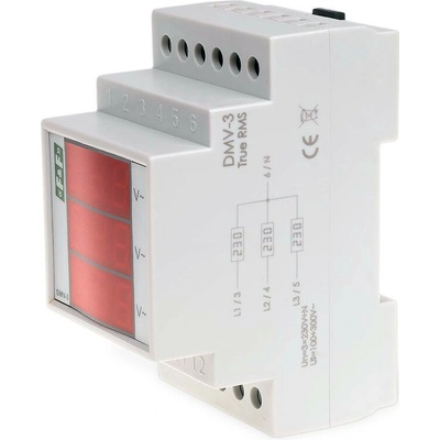 DMV-3 TrueRMS - 3-fázový digitálny voltmeter, 100-300V, presnosť 0,5%