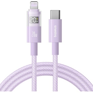 Baseus - Data Cable Display 2 (P10382703511-01) - Fast Charging, Type-C, Lightning, Digital Display, 20W, 2m - Nebula Purple