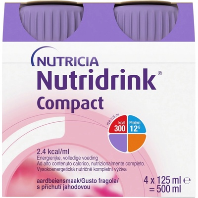 NUTRIDRINK COMPACT S PŘÍCHUTÍ JAHODOVOU POR SOL 4X125ML