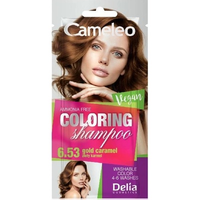 Delia Cosmetics Cameleo Оцветяващ шампоан саше, 6.53 Golden Caramel, 40 ml