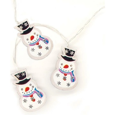 ACA Lighting LED reťaz Snehuliaci kovová 1.35m 10LED 3xAA teplá biela bez funkcií transparentný kábel [XMSNMAN102A]