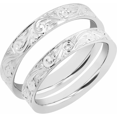 Eppi Vintage snubní prsteny s gravírem a diamantem Denton RW43777