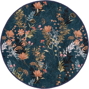 Mila Home Тъмносин кръгъл килим подходящ за пране и за прахосмукачки роботи ø 100 cm Comfort - Mila Home (HaliYuv-Comfort-8516-100x100)