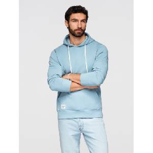 Ombre Clothing Мъжко памучно суитшърт BASIC с кангур джеб и качулка - синьо Ombre Clothing Ombre Clothing | Sin | МЪЖЕ | S