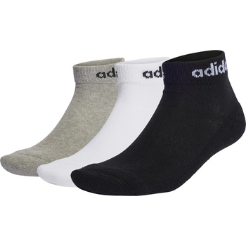 Image 1 of adidas Юношески чорапи Adidas Linear Ankle Cushioned Socks 3 Pairs Juniors - Black/Wht/Grey