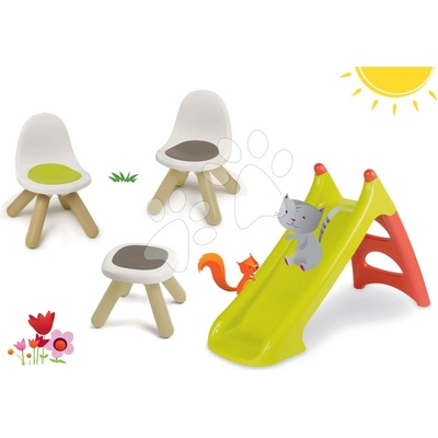 Smoby set dětský stůl Kidstool Smoby, 2 židle KidChair a skluzavka Toboggan XS s vodou 880200A-9