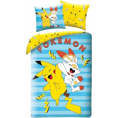 Halantex Obojstranné obliečky Pokémoni Pikachu a Scorbunny 100% bavlna 70x90 140x200