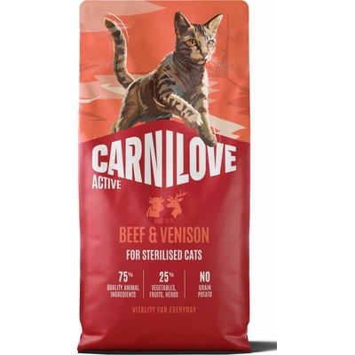 CARNILOVE ACTIVE Cat Dry Made with Beef & Venison for Sterilised Adult All 6 kg